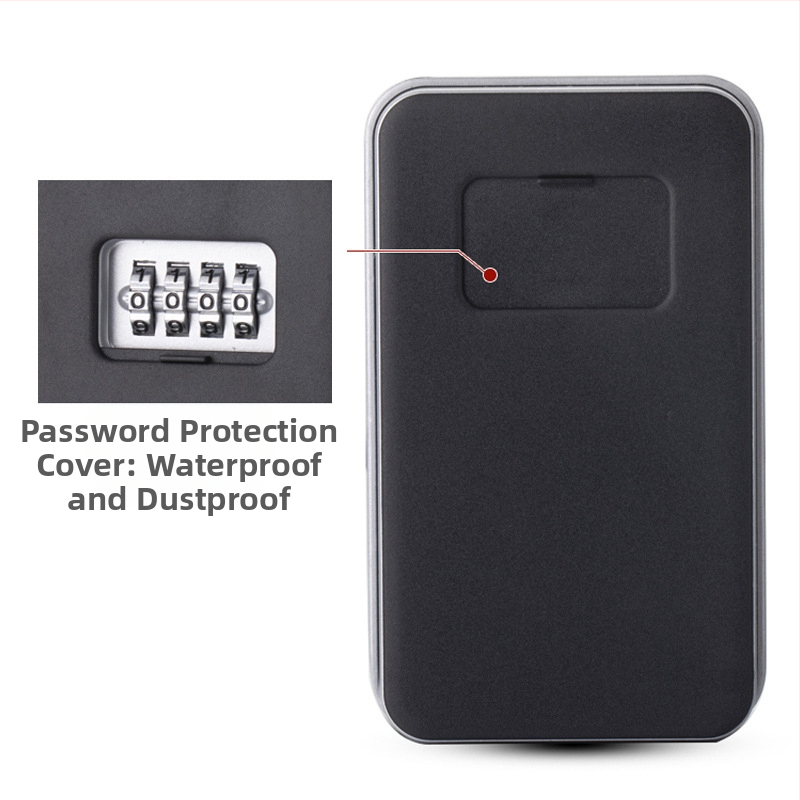 Трансгранична кутия за ключове с парола за външна врата с голям капацитет, без инсталация, водоустойчива кутия за ключове с капак