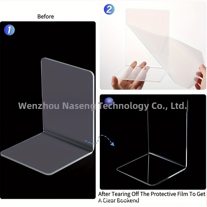 Небрежна и креативна акрилна прозрачна матирана L-образна вертикална стойка за книги, рамка за студентско бюро