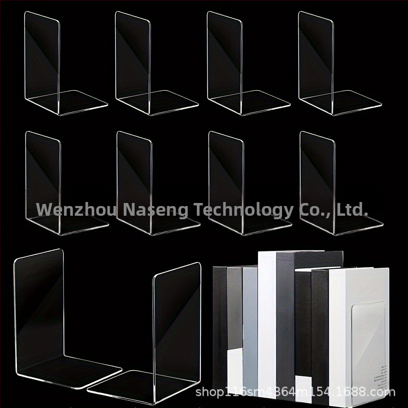Небрежна и креативна акрилна прозрачна матирана L-образна вертикална стойка за книги, рамка за студентско бюро