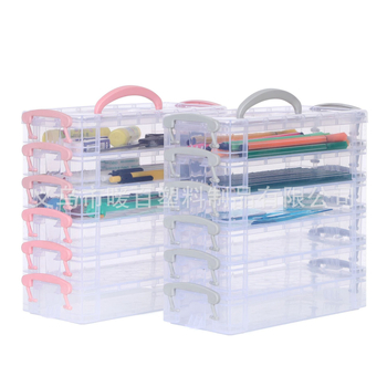 6-kihiline värviline pliiatsikott, akvarellpliiatsite hoiukarp, virnastatav ja eemaldatav kirjatarvete hoiukarp, plastkarp