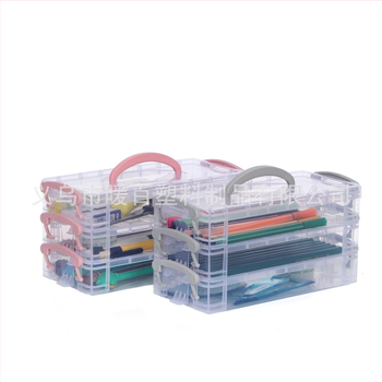 6-kihiline värviline pliiatsikott, akvarellpliiatsite hoiukarp, virnastatav ja eemaldatav kirjatarvete hoiukarp, plastkarp