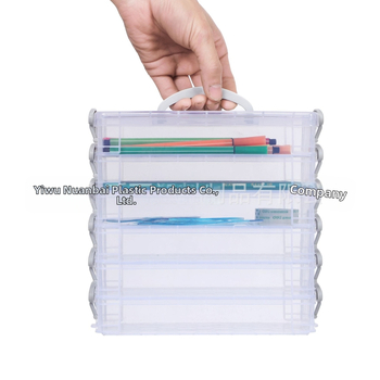 6-kihiline värviline pliiatsikott, akvarellpliiatsite hoiukarp, virnastatav ja eemaldatav kirjatarvete hoiukarp, plastkarp