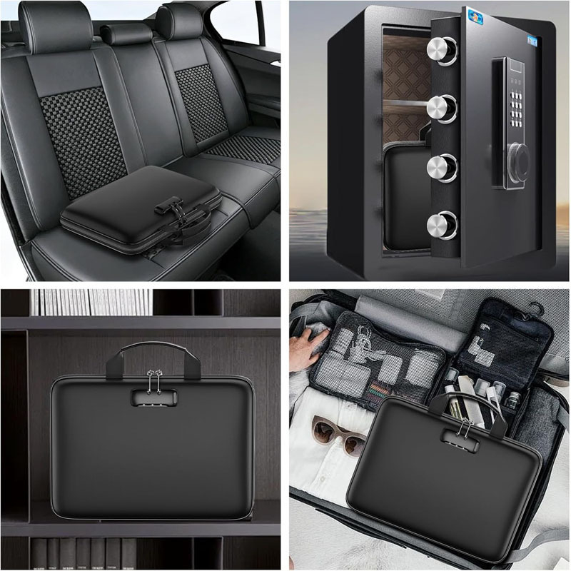 Grūdintas ugniai atsparus dokumentų laikymo krepšys Namų ūkio informacijos dokumentų krepšys Namų ūkio registracijos pažymėjimas Daugiasluoksnė vandeniui atspari laikymo dėžė su užraktu