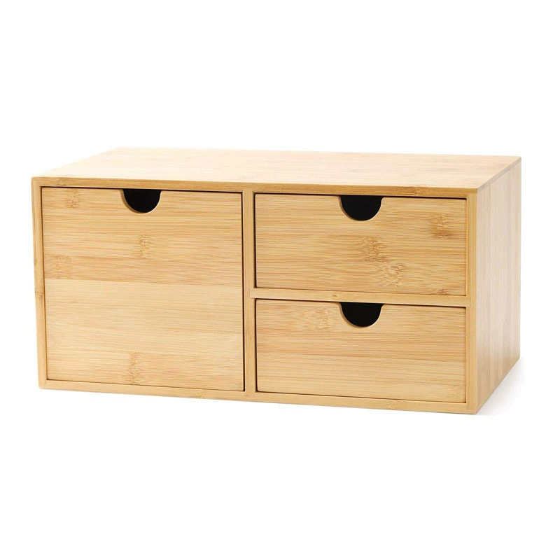 Kreatív asztali tömörfa tárolódoboz fiókos típusú tárolószekrény ajtóval irodai íróasztal tárolódoboz fa állvány