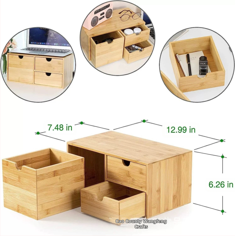 Kreatív asztali tömörfa tárolódoboz fiókos típusú tárolószekrény ajtóval irodai íróasztal tárolódoboz fa állvány