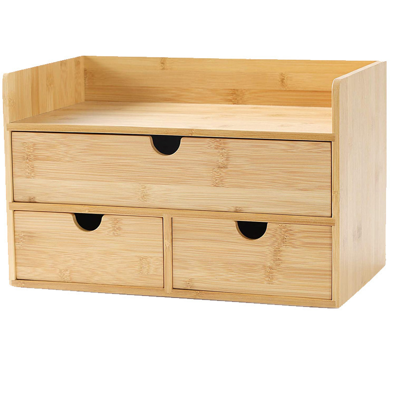 Hulgimüük kohapeal kolme sahtliga kapp bambusest lauaarvuti korraldaja kontori hoiukarp kosmeetika hoiukarp