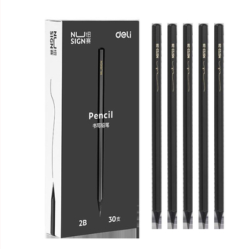 „Deli New Sai“ juodo medžio šešiakampis strypas, 2B rašymo pieštukas, grafitinis švinas, HB, juodos spalvos, itin ryškios spalvos (30 vnt./dėžutėje)