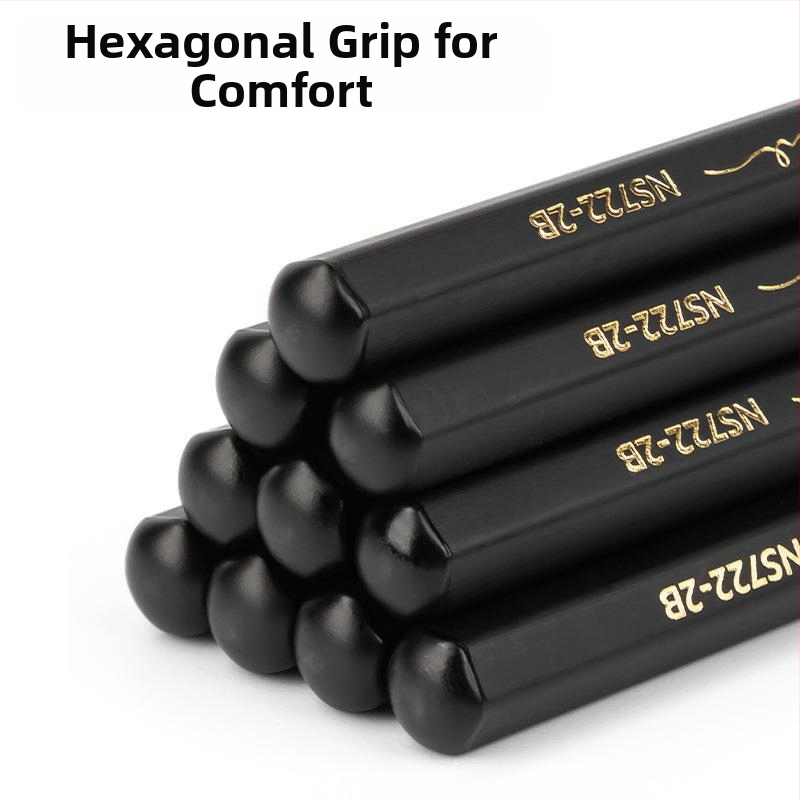 Deli New Sai Черен дървен шестоъгълен прът 2B Молив за писане с графитна сърцевина HB Черен Супер висок цвят (30 бр./кутия)