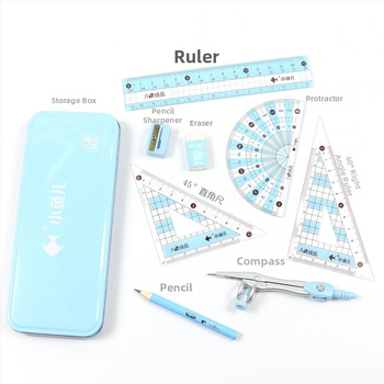 Sjaojuera svaiga pamatskolas skolēna zīmēšanas un gleznošanas 8 daļu cirkulis vidusskolas skolēna uzvalks, lineāls, trīsstūris, lineāls, kancelejas preces