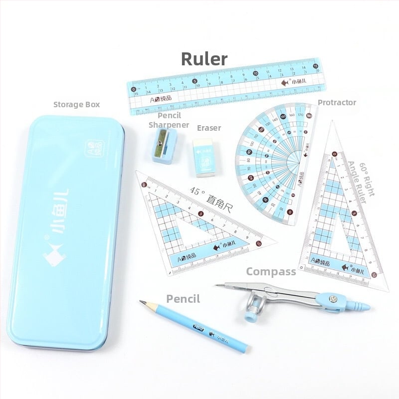 Sjaojuera svaiga pamatskolas skolēna zīmēšanas un gleznošanas 8 daļu cirkulis vidusskolas skolēna uzvalks, lineāls, trīsstūris, lineāls, kancelejas preces
