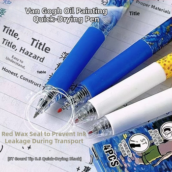 Van Goghi tähistaeva kiirelt kuivav pintsliga pastakas, õlimaali stiilis metallist presspliiats, tudengi eksamiks must pastakas, kontori signatuurpliiats