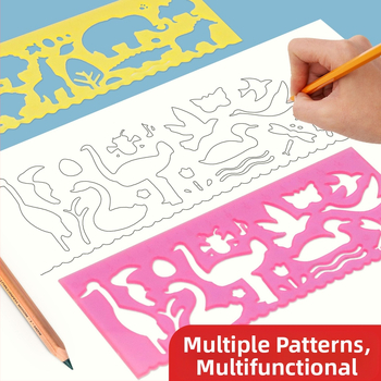 Īpašs lineāls ar roku rakstītām avīzēm, daudzfunkcionāls lineāls, vairumtirdzniecības gleznošanas lineāls, zīmēšanas veidnes lineāls multfilmai