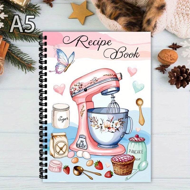 Caiet de rețete Amazon A5 transfrontalier pentru produse noi, manual, jurnal dietetic, registru de gătit și bucătărie, cu fir, tip bobină