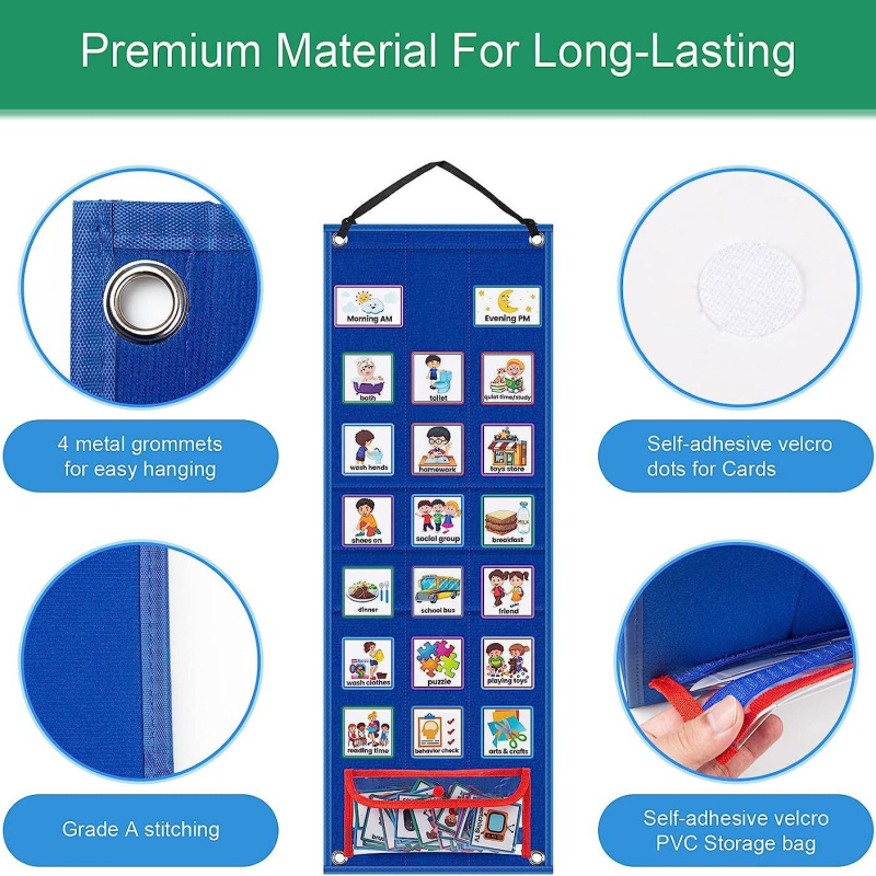 Naujas tarpvalstybinis vaikų vizualinis tvarkaraščio kalendorius, 2 viename autizmo kasdienių darbų diagrama