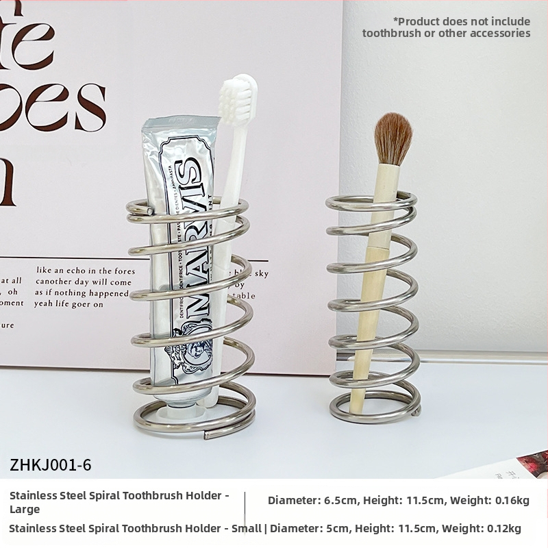 Paprastas nerūdijančio plieno spyruoklinis dantų šepetėlių stovas, tualeto stovas, tualetinis staliukas, kosmetikos šepetėlių laikymo stovas, rašiklio laikiklis