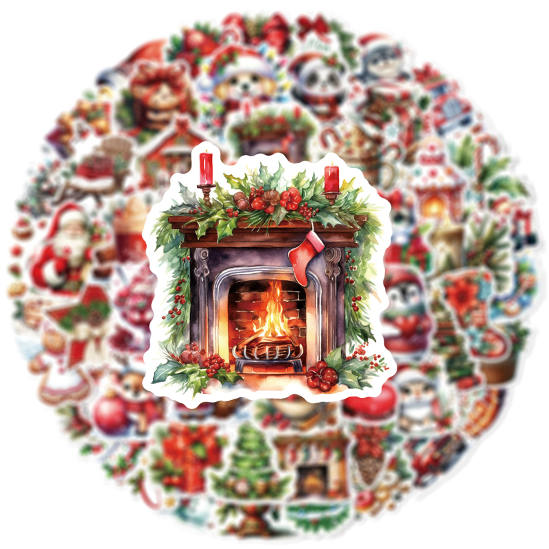 60 Ziemassvētku, Ziemassvētku vakara grafiti uzlīmes logu bērnu ballītei, radošas, dekoratīvas, ūdensnecaurlaidīgas uzlīmes