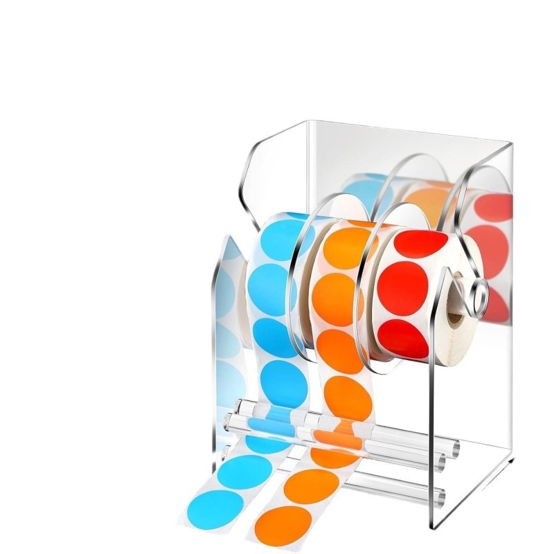 laos akrüülist 3-ruuduline kleebiste dosaator paberirulli hoidik sildihoidja kleebis siltide paigutus kleebiste hoiuriiul