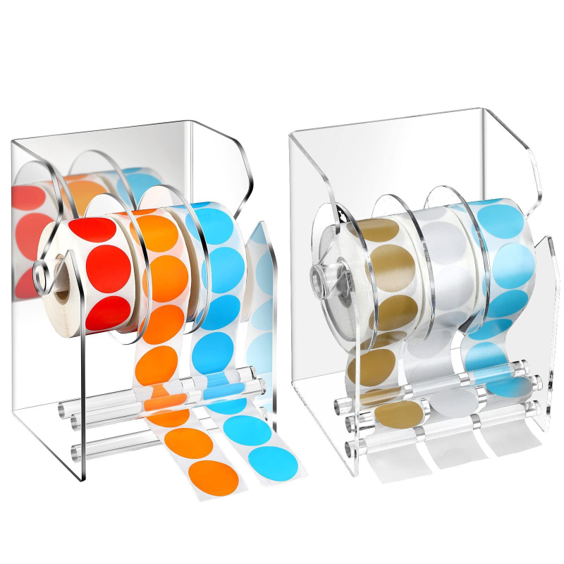 laos akrüülist 3-ruuduline kleebiste dosaator paberirulli hoidik sildihoidja kleebis siltide paigutus kleebiste hoiuriiul