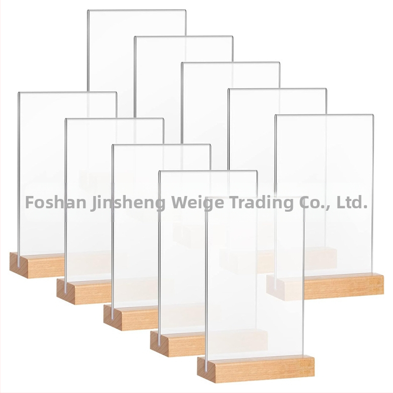 A4-es erős mágneses asztali tábla, kiállító tábla, asztali tábla, éttermi akril asztali kártyatartó, kétoldalas, L alakú asztali tábla állvány