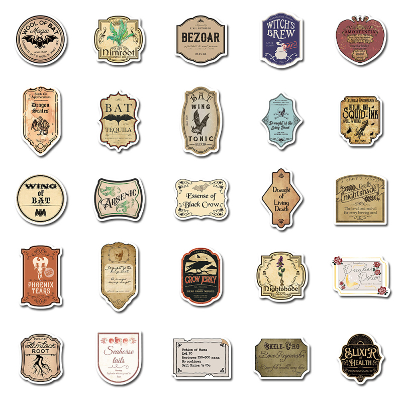 50 listova/set pečata gotički stil retro iznošene naljepnice DIY bilježnica ručni račun ljepljivi materijal naljepnice