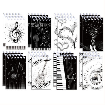 XQ055 mūzikas nošu vertikāla pagrieziena pārnēsājama spirālveida grāmata studentu dienas piezīmju grāmatiņa klavieru taustiņiem plēstas vaļējas lapas grāmata