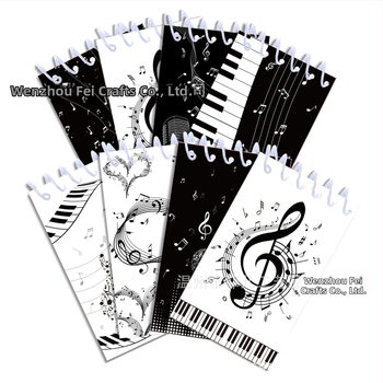 XQ055 mūzikas nošu vertikāla pagrieziena pārnēsājama spirālveida grāmata studentu dienas piezīmju grāmatiņa klavieru taustiņiem plēstas vaļējas lapas grāmata