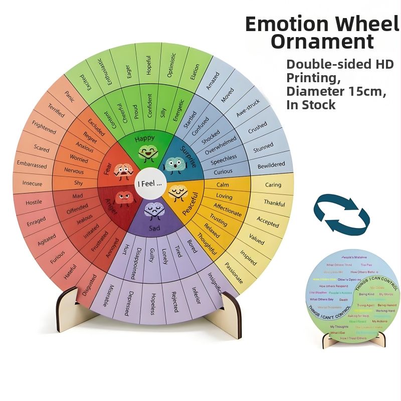 Emotsionaalne ratas, ravilaua kaunistus, suur kahepoolne emotsionaalse diagramm, südame tervise ravi, puidust kaunistused
