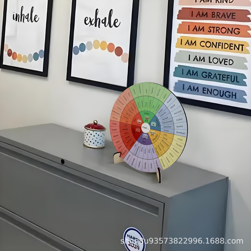 Emotsionaalne ratas, ravilaua kaunistus, suur kahepoolne emotsionaalse diagramm, südame tervise ravi, puidust kaunistused