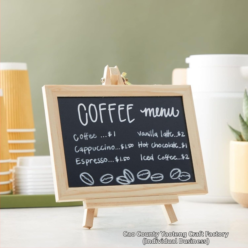 Трансгранична креативна малка дървена черна дъска за обучение с тебешир, дъска за писане с детска дъска за рисуване, кафе, мляко, чай, магазин, меню