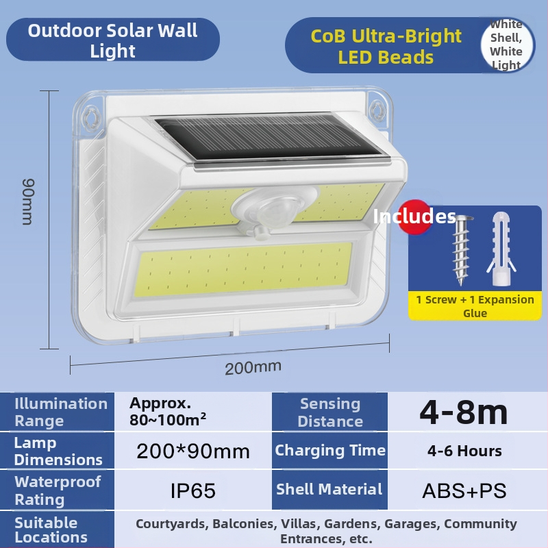 Kuum müük 2023 uus LED päikeseenergial töötav veekindel induktsioonlamp välistingimustes kasutatav sisehoovi seinalamp LED päikeseenergial töötav COB seinalamp