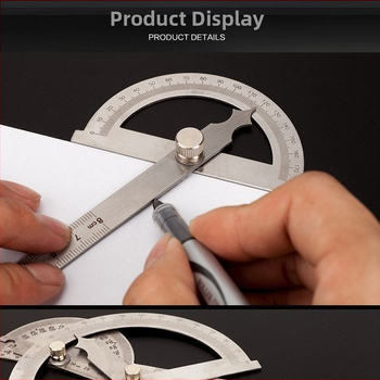 Nurgajoonlaud, kaheharuline, roostevabast terasest nurgamõõtur, 180-kraadine reguleerimine, poolringikujuline indeksmõõtur, nurgamõõtur, multifunktsionaalne nurk