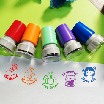 5 gabali apaļi krāsaini spāņu multfilmas slavas zīmogu uzvalki krāsainam rakstam, stimulējoša atlīdzība skolotājiem