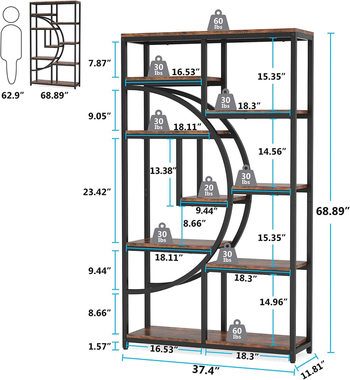 Рафт за дисплей, домакински модерен дисплей, библиотека, желязна дървена конструкция, може да се персонализира