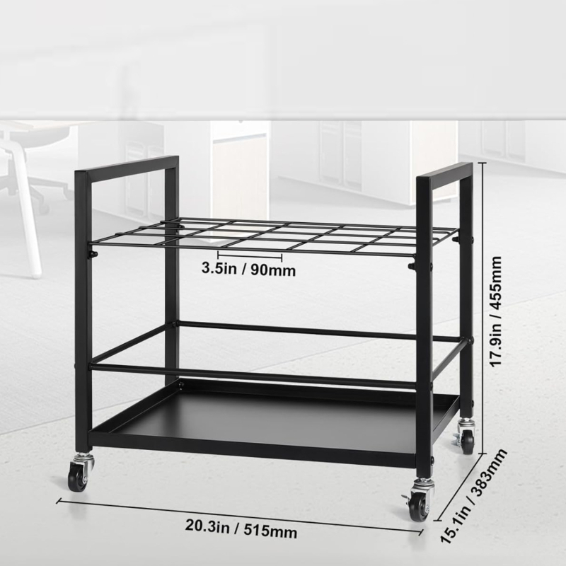 Gyárilag közvetlen beltéri háromrétegű műtárgytároló kocsi, vaskerekes jógaszőnyeg-tároló állvány, többfunkciós állvány