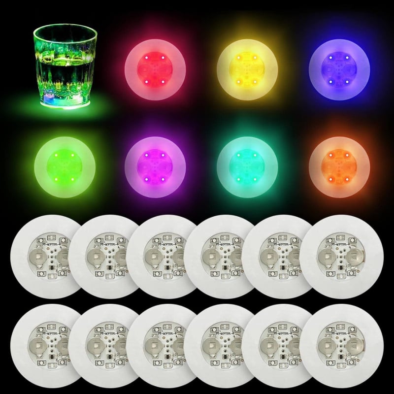 12/24 kom. 7-bojna RGB LED svjetleća atmosferska lampa za podmetač, višebojna bljeskalica u boci, dolazi s ljepilom Wt04
