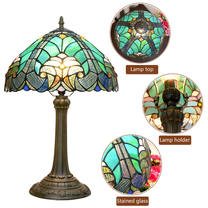 Euroopa Tiffany vitraaž 30cm sinine vintage söögitoa baarilamp elutoa laua magamistoa öölamp