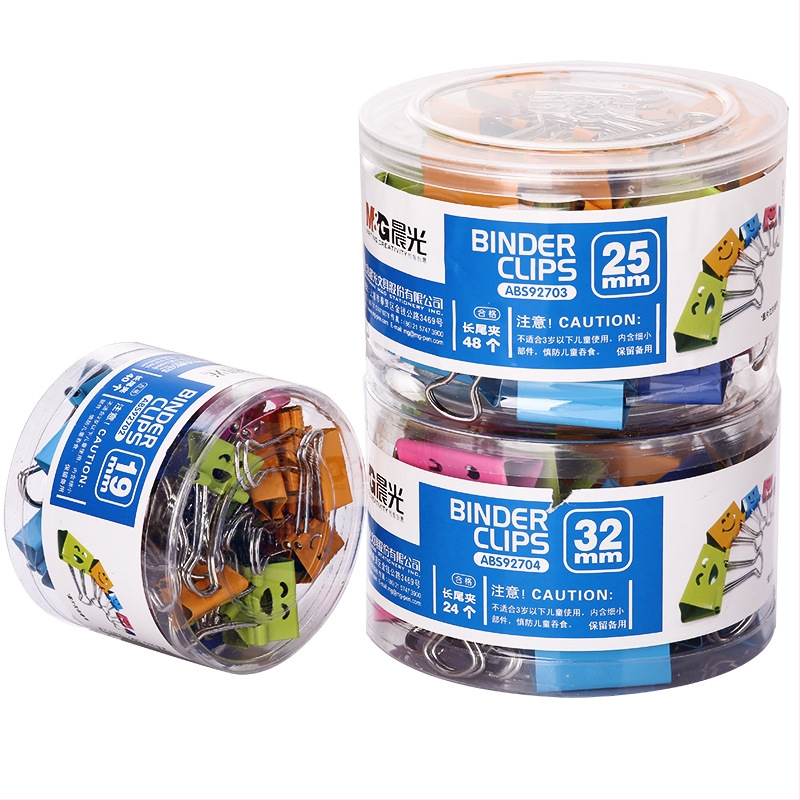 Търговия на едро цветна щипка с дълга опашка, усмихнато лице, щипка с дълга опашка, щипка за Бил против опашка, офис щипка за папка A4