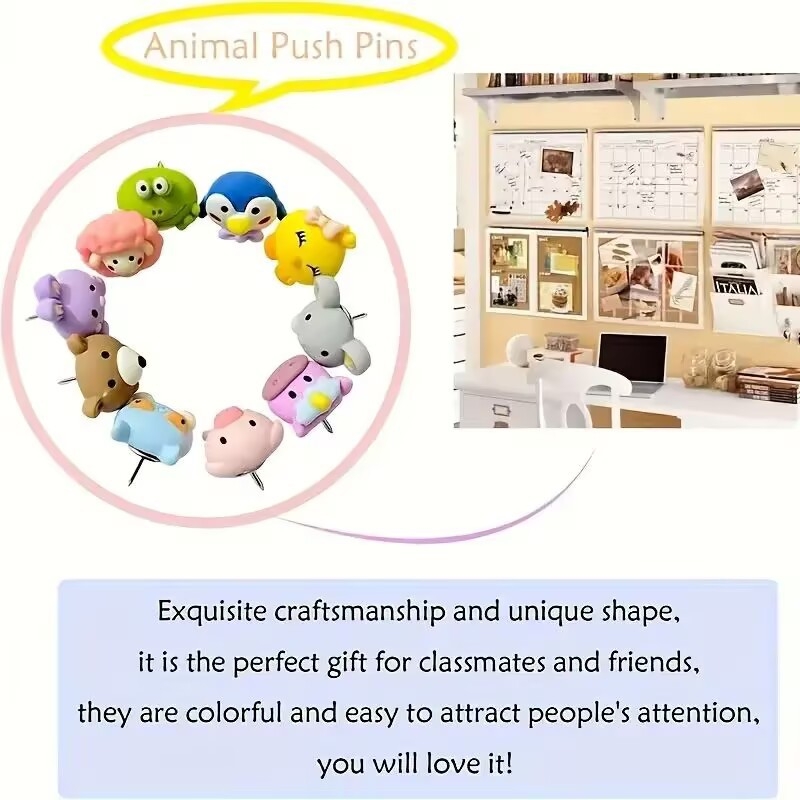 Mieli gyvūnų smeigtukai iš tarpvalstybinio dizaino, kūrybinga animacinių filmukų nuotraukų siena, pranešimų lenta, kamštinė lenta, fiksuoti smeigtukai, tiesioginiai pardavimai iš gamyklos.