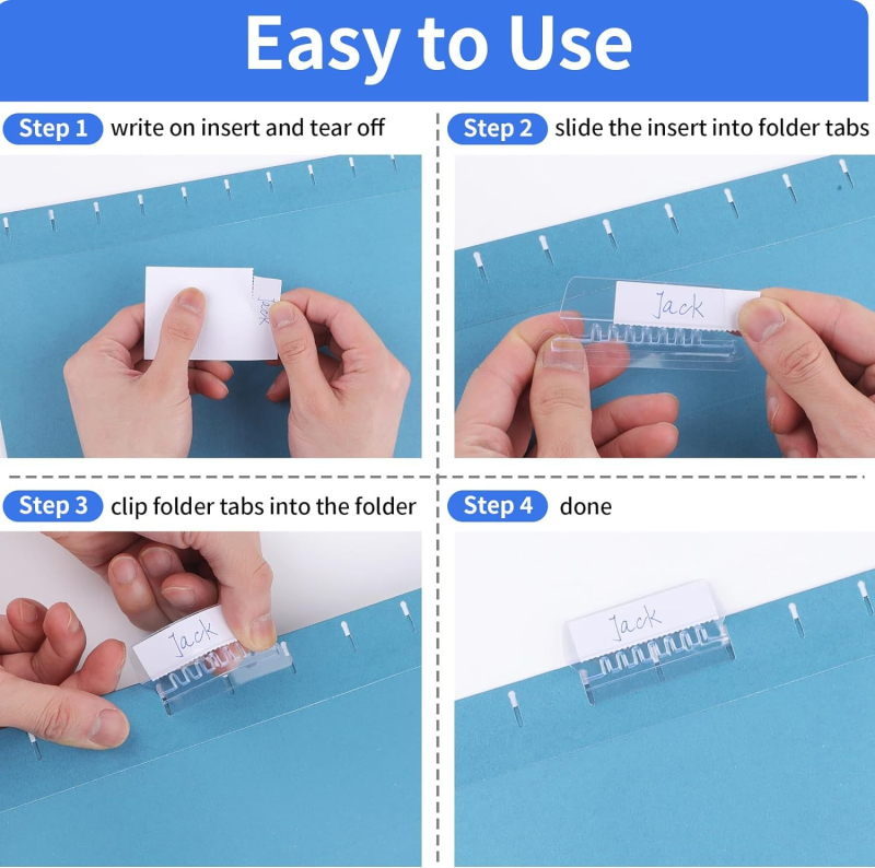 100 žymeklių laikiklis, permatomas PVC etikečių rašymo segtukas su dokumentų klasifikavimo segtuku, 100 rašomųjų popierių