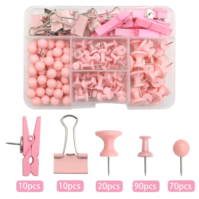 Set de 200 de pini I-pin roz complet, nou-nouț, cu cleme lungi, cu bile, pentru unghii Macaron, set de pini color, furnizare