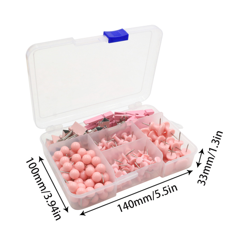 Gamykloje naujas 200 visiškai rožinių I formos smeigtukų rinkinys su ilgomis uodegos segtukais, rutuliniais nagais, „Macaron“ spalvos smeigtukų rinkinys.