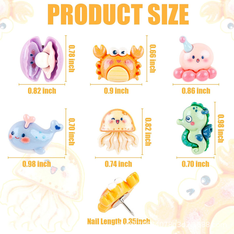 Tarpvalstybiniai „Amazon“ jūrinių kriauklių gyvūnų smeigtukai, dervos smeigtukai, kūrybingi dekoratyviniai mieli smeigtukai