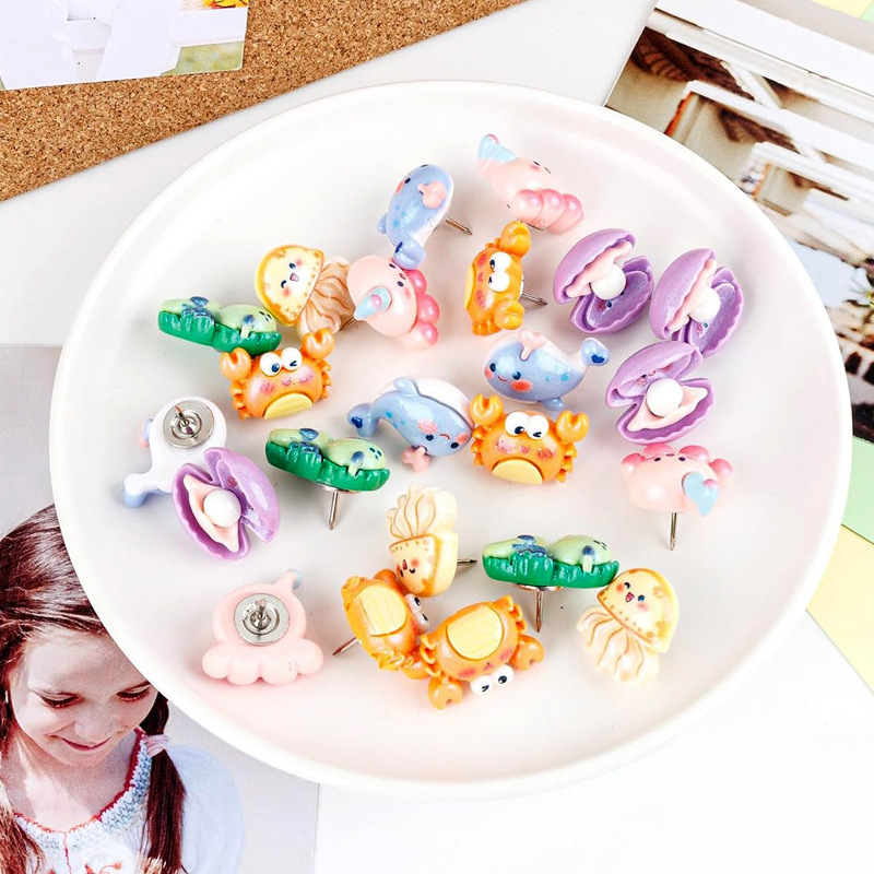 Tarpvalstybiniai „Amazon“ jūrinių kriauklių gyvūnų smeigtukai, dervos smeigtukai, kūrybingi dekoratyviniai mieli smeigtukai