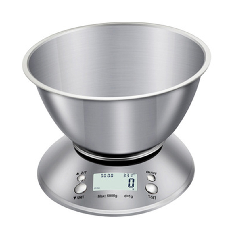 Buitinės nerūdijančio plieno virtuvės svarstyklės 5 kg su dubenėliu, kepimo svarstyklės, medicininės svarstyklės, daugiafunkcės elektroninės svarstyklės, sveriančios maisto produktus