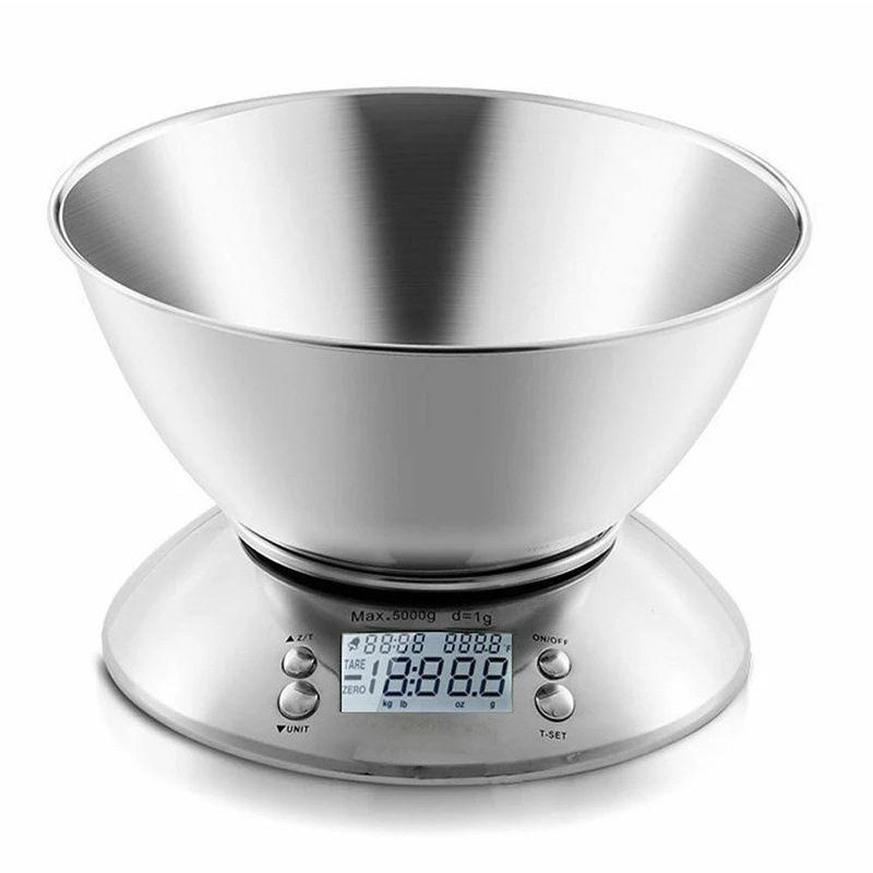 Buitinės nerūdijančio plieno virtuvės svarstyklės 5 kg su dubenėliu, kepimo svarstyklės, medicininės svarstyklės, daugiafunkcės elektroninės svarstyklės, sveriančios maisto produktus