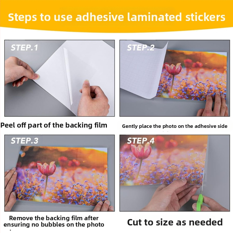 Най-продаваното място на Amazon без машинно фотопластмасово запечатване, самозалепващо се, прозрачно ламинирано, самозалепващо се стикерно фолио за студено ламиниране