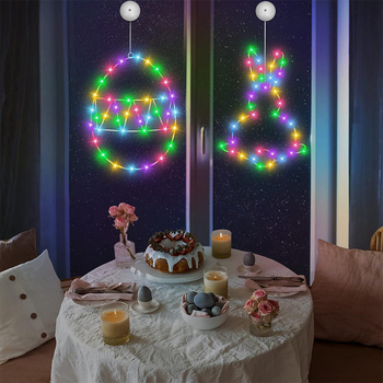 24 „Amazon“ velykinių kūrybingų kiaušinių triušių kaltinės geležies lempos LED šviesos baterijų dėžutės langų dekoravimo modeliavimo lempa