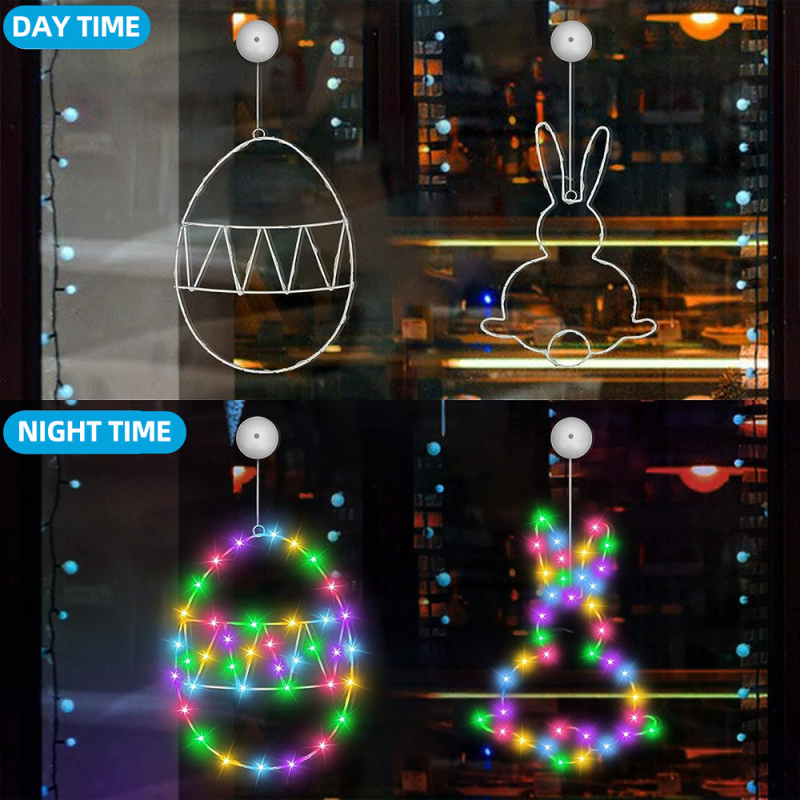 24 „Amazon“ velykinių kūrybingų kiaušinių triušių kaltinės geležies lempos LED šviesos baterijų dėžutės langų dekoravimo modeliavimo lempa