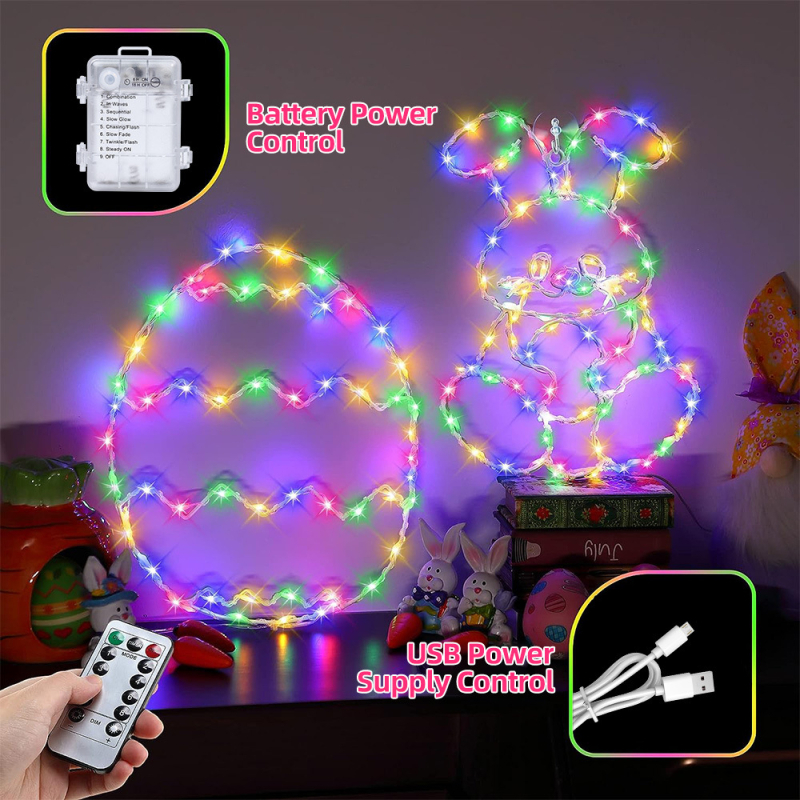 24 „Amazon“ velykinių kūrybingų kiaušinių triušių kaltinės geležies lempos LED šviesos baterijų dėžutės langų dekoravimo modeliavimo lempa