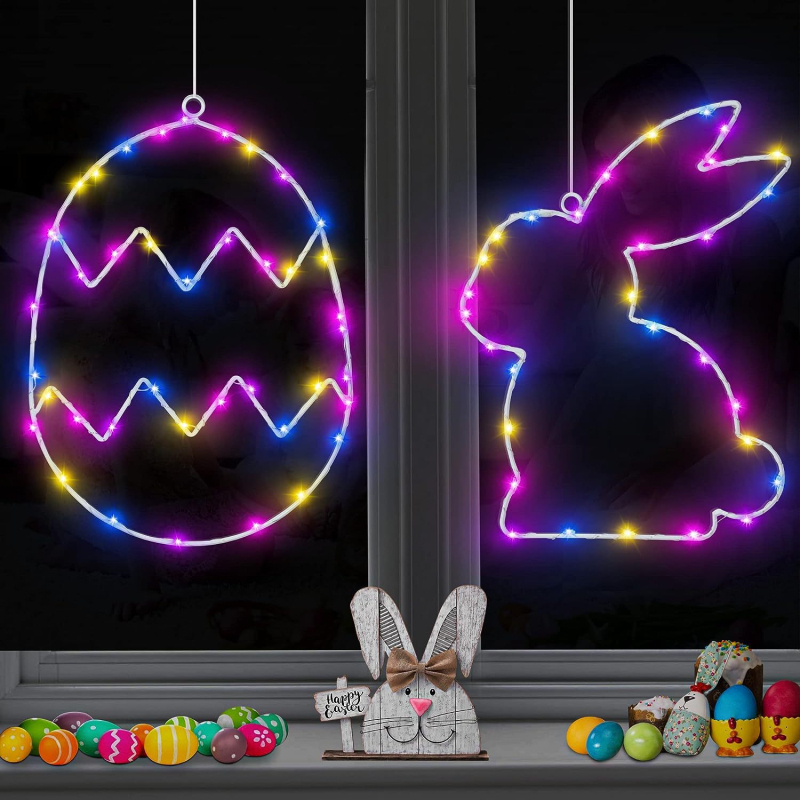 24 „Amazon“ velykinių kūrybingų kiaušinių triušių kaltinės geležies lempos LED šviesos baterijų dėžutės langų dekoravimo modeliavimo lempa